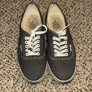 Vans Men's Grey and White Canvas Sneakers